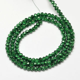 Faceted Rondelle Glass Beads.  Green on Green,  (See Drop Down for Size Options)
