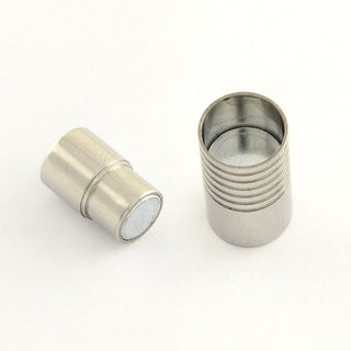 304 Stainless Steel Magnetic Clasps, Stainless Steel Color, 21x8x8mm, Hole: 6mm.  Sold Individually