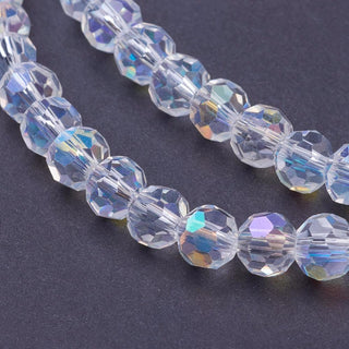 6mm Faceted Round Crystals *Crystal AB  (approx 100 beads per 20" Strand)