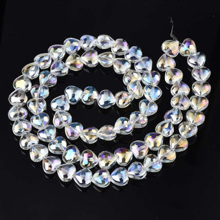 Electroplate Glass Beads Strands, AB Color, Heart, Clear AB, 9~10x10x5.5mm, Hole: 0.8mm, approx 70 Beads.