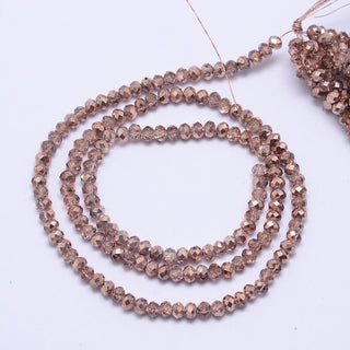 Faceted Rondelle Glass Beads.  Rosy Salmon on Rose,  (See Drop Down for Size Options)
