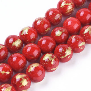 Natural Mashan Jade (Deep Red with Gold Powder) * See Drop Down for Size Options