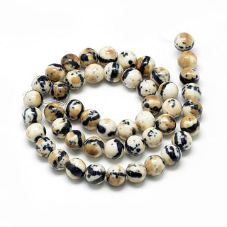 Jade (Ocean-  Black, Tan & White) 6mm Round (approx 60 Beads)