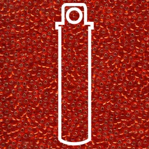 11/0 Miyuki Round Seed Beads (S/L Silver Lined Flame Red).  Approx 24gr Tube.
