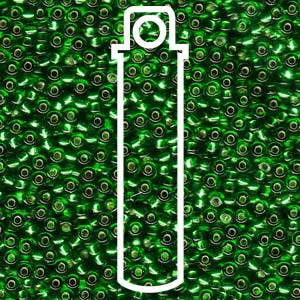 11/0 Czech Round Seed Beads  (Silver Lined Green)  *approx 24 gram tube