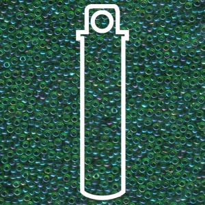 11/0 Czech Round Seed Beads (Dark Blue Lined Green AB)  *approx 24 gram tube