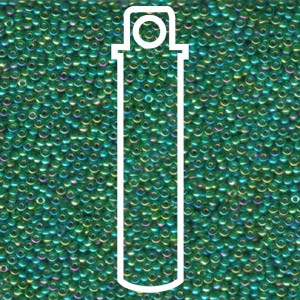 11/0 Miyuki  Round Seed Beads (Emerald Lined Aqua AB)  *approx 24 gram tube