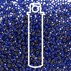 Seed Bead (MIYUKI 6/0)  Round.  (Duracoat Silver Lined Navy Blue)  20gm tube.