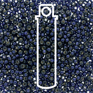 Seed Bead (MIYUKI 6/0)  Round.  (Duracoat Silver Lined Dark Navy Blue)  20gm tube.