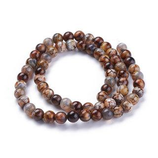 Agate (6 mm Rounds) Crackle Agate in Browns/Tans/Creams  (16" strand)