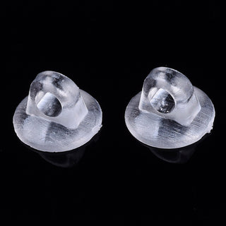 AS Plastic Base Settings, (for Flat Back Cabochons, Hair Findings, DIY Hair Tie Accessories, etc.) Clear, .  7.5x5mm, hole: 2mm.  (Packed 25)