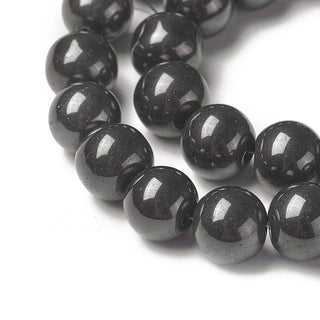Transparent Glass Beads Strands, Round, BLACK  Plated, 8mm; Hole: 1mm, about 40pcs/strand, 12.6"