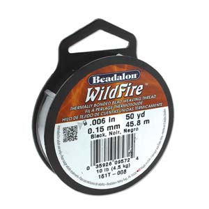 WildFire (Beadalon) Thermally Bonded Bead Weaving Thread  *Black (50 Yards) .006in/ 0.15mm