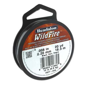 WildFire (Beadalon) Thermally Bonded Bead Weaving Thread  *Black (20 Yards) .008in/ 0.20mm