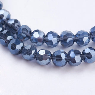 Glass Beads Pearl Luster Electroplate on Dark Slate Grey. (4mm Faceted Rounds).   Approx 100 Beads.