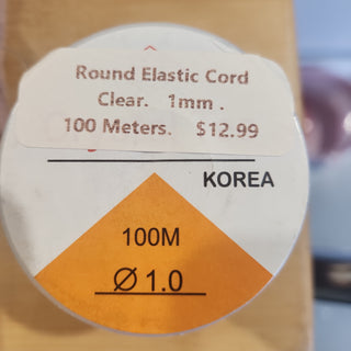 Round Elastic Cord.  100 Meters.    Clear .08mm.