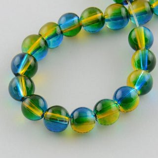 Glass  Rounds *Two Tone Blue/Yellow Rounds. 8mm  16" Strand (approx 54 Beads)