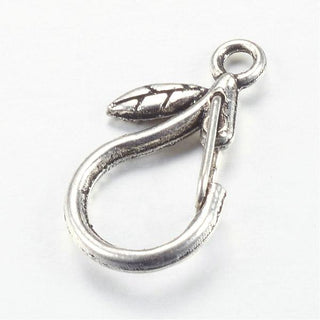 Alloy Keychain Spring Clasp Findings, Teardrop, Antique Silver, 22x12x4mm, Hole: 2mm .  (Packed 5 Clasps).