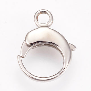 304 Stainless Steel Lobster Claw Clasps, Stainless Steel Color, 16.5x13x3.5mm, Hole: 2.5mm*(Packed 1)