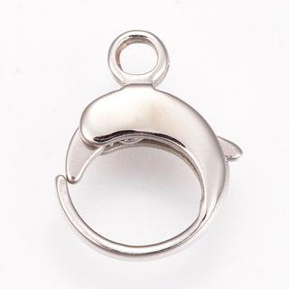 304 Stainless Steel Lobster Claw Clasps, Stainless Steel Color, 16.5x13x3.5mm, Hole: 2.5mm*(Packed 1)