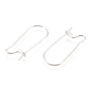 304 Stainless Steel Hoop Earring Findings, Kidney Ear Wire, Silver Color, 21 Gauge, 20x11x0.7mm, Pin: 0.7mm.  (Packed 10)