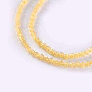 Glass Beads, Faceted, Round, Golden Yellow, 2x2mm, Hole: 0.4mm, about 193~197 Beads.
