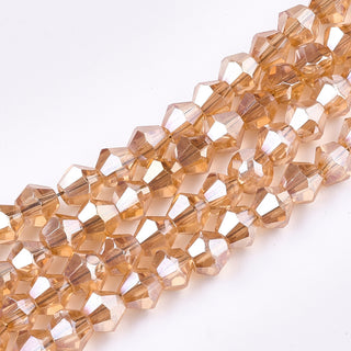 Bicone. AB Plated, Faceted, Peru, 3mm x3.5mm, Hole: 1mm; about 150pcs/strand, 18"