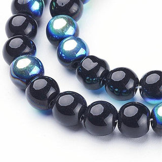 Glass (Electroplated) Round 8 mm *Electric Blues/Greys/Purple  (approx 42 Beads)