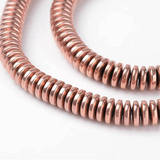 Non-Magnetic Hematite Beads Strands, Heishi Beads, Disc/Flat Round, Rose Gold Plated, (See Drop Down for Size Options)