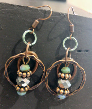 "Clara" Earrings Kit  (Makes 2 Pair- 1  SIlver Color and 1 Copper Color) Skill Level: Easy