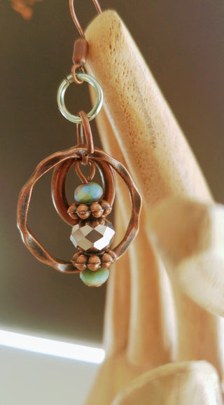 "Clara" Earrings Kit  (Makes 2 Pair- 1  SIlver Color and 1 Copper Color) Skill Level: Easy