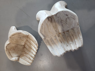 Hand Carved Wood Hand Display.   White Wash.   See drop down for size options.