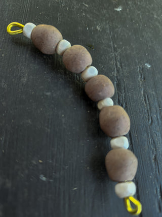 Krobo African Recycled Glass Beads. Opaque Matt Taupy Brown) *5 Beads