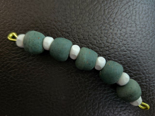 Krobo African Recycled Glass Beads. Opaque Matt Forest Green) *5 Beads