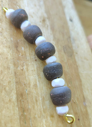Krobo African Recycled Glass Beads. Opaque Matt Dark Putty) *5 Beads