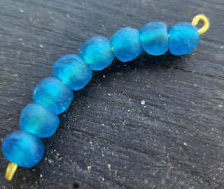 African Recycled Glass Round Beads (Bodum) (Bold Blue) Approx 8 mm diam.  10 Beads