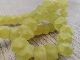 Indonesian  Recycled Glass 'Bolt' Beads. *Yellow  (Faceted). APPRPX 10 X 8mm.   *45 beads