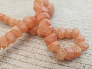 Indonesian  Recycled Glass 'Bolt' Beads. *Peachy Orange  (Faceted). APPRPX 10 X 8mm.   *45 beads