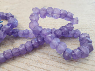 Indonesian  Recycled Glass 'Bolt' Beads. *Purple  (Faceted). APPRPX 10 X 8mm.   *45 beads