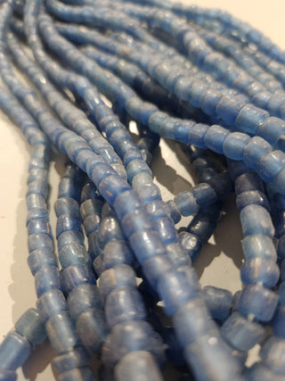 Indonesian Glass "Tube" beads.  approx 4 x 4mm.  24" strand.  Approx 150 Beads/ Strand.  *Smoky Blues