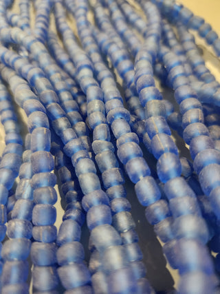 Indonesian Glass "Tube" beads.  approx 4 x 4mm.  24" strand.  Approx 150 Beads/ Strand.  *Beauty Blues