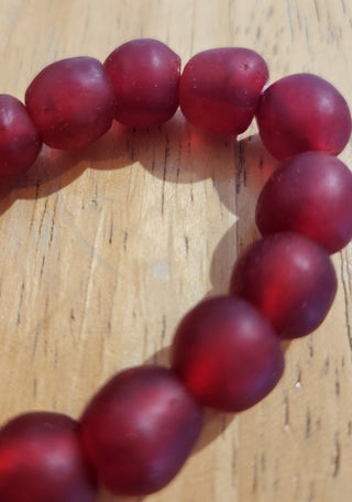 African Recycled Glass Round Beads (Bodum) (Red) *10 Beads  *Approx 10- 11mm.