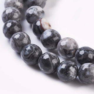 Picasso Jasper *Faceted  (Shades of Grey).   8mm. Approx 48 Beads.