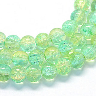 Glass (Crackle) Rounds *Etherial Greeny/Yellow/ Greenish Turquoise.  (Stunning) Rounds 6mm (approx 60 Beads)