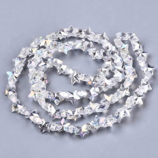 Electroplate Glass Beads Strands, Star, AB Color Plated, 9.5x10x5.5mm, Hole: 0.9mm, Approx 100 Beads.