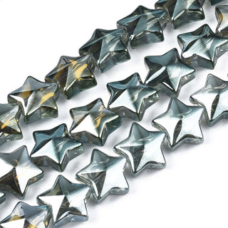 Star Beads! Electroplate Glass Beads Strand, 12x13x7mm.   (15 Beads)  *See Drop Down for Color Options