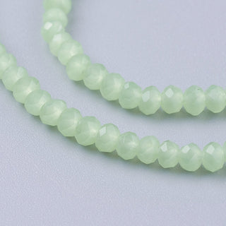 Faceted Rondelle Glass Beads Strands, Sea Green, 3 x 2mm, Hole: 0.5mm; *Approx 185 Beads.