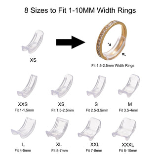 Ring Size Adjuster.  (8 Piece set).  Fits 1~10mm Width Rings, Clear, 18~20x4~11.5x3mm