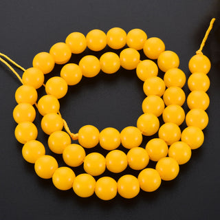 Glass  Rounds "Bold and Bright Yellow" . 8mm  16" Strand (approx 50 Beads)