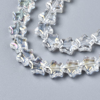 Electroplate Glass Beads Strand.  Clear Star with AB Finish, 8.5 x 9 x 4mm, Hole: 0.7mm, approx 80 beads per strand.